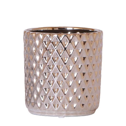 Kolibri Home | Metallic diamond bloempot - Zilveren keramieken sierpot Ø9cm