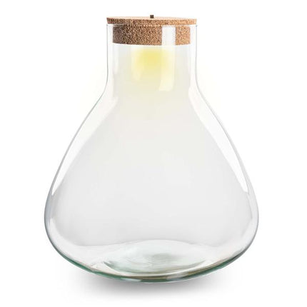 Terrarium fles - Erlenmeyer XL met verlichting in kurk - 32 cm hoog