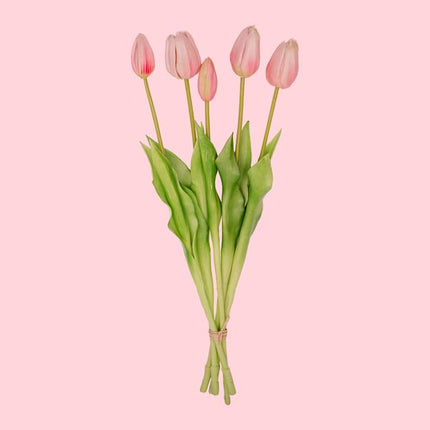 Vaas Aardbeien meisje + 10x real touch Tulp Pink