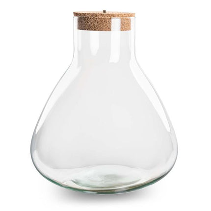 Terrarium fles - Erlenmeyer XL met verlichting in kurk - 32 cm hoog